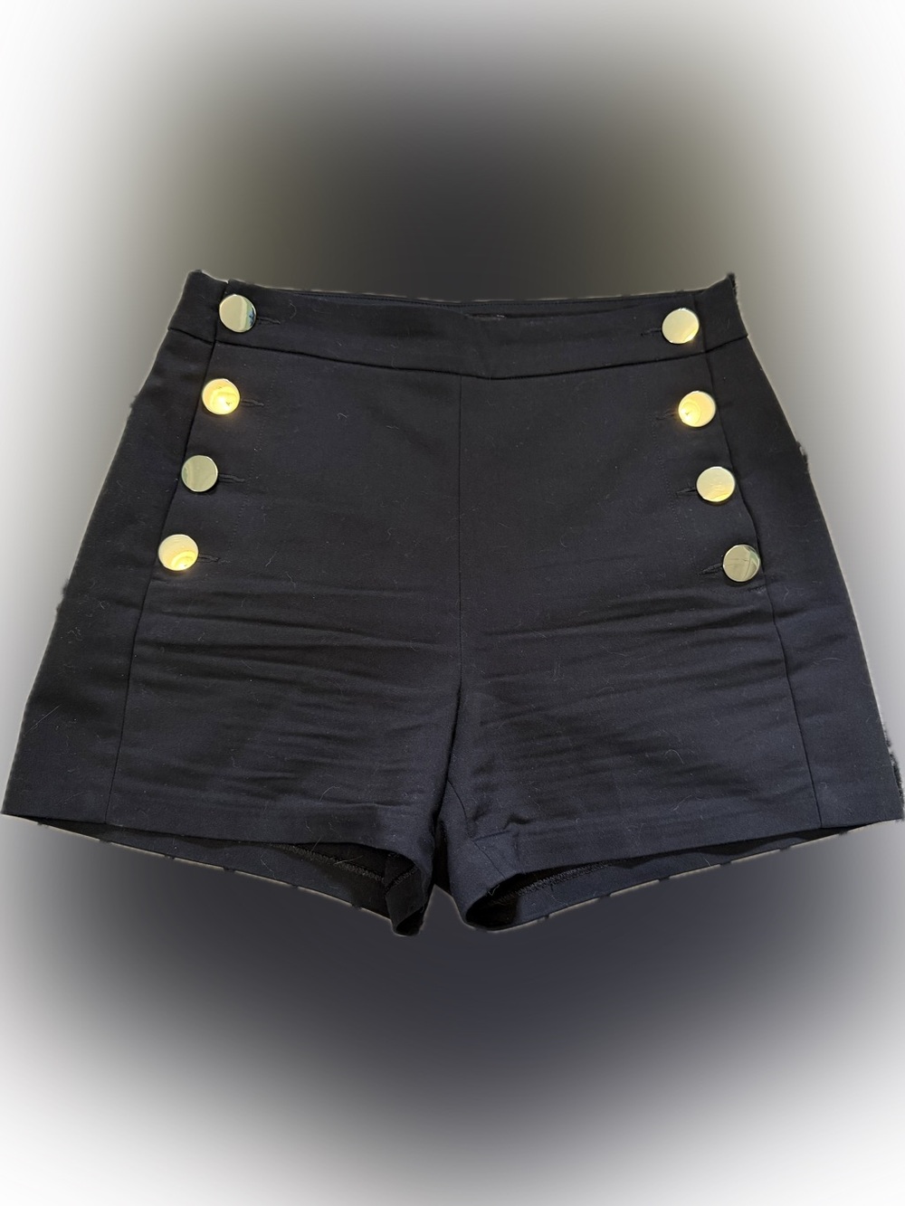 Express Black High-Waist Sailor Shorts with Gold Buttons